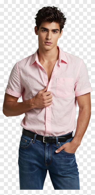 Young Man In Pink Shirt PNG
