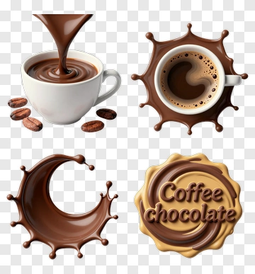 Coffee And Chocolate Splash Elements PNG