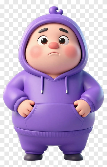 3D Cartoon Boy In Purple Hoodie PNG