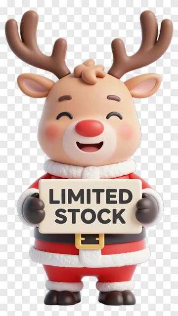 Cartoon Reindeer Holding Limited Stock Sign PNG