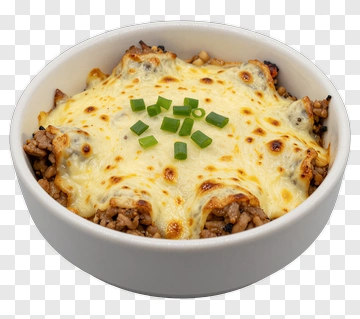 Baked Rice Dish With Cheese And Green Onions PNG