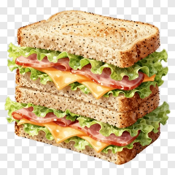 Triple Layer Sandwich With Lettuce And Cheese PNG