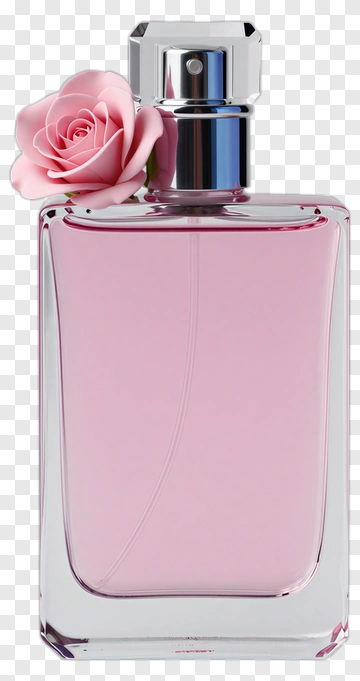 Perfume Bottle With Pink Rose PNG