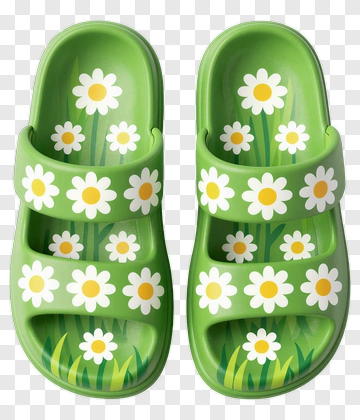 Green Floral Slide Sandals PNG
