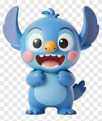 Cartoon Blue Character With Big Ears And Smile PNG