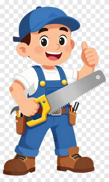 Cartoon Boy Holding A Saw PNG
