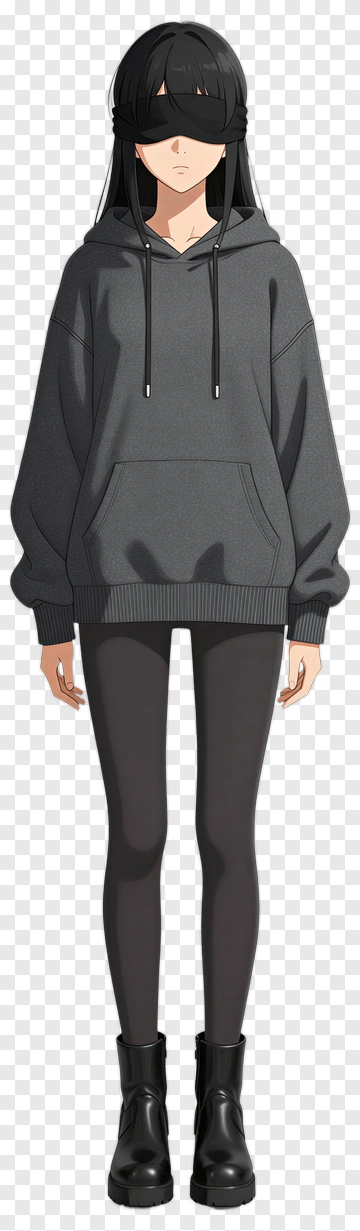 Anime Character In Black Hoodie And Boots PNG