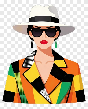 Stylish Woman In Sunglasses And Hat PNG