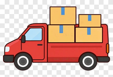 Red Delivery Truck With Boxes PNG