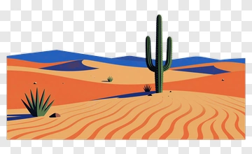 Desert Landscape With Cactus PNG