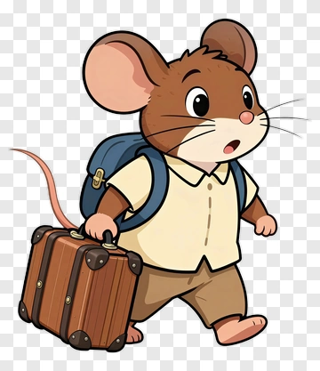 Cartoon Mouse Carrying A Suitcase PNG