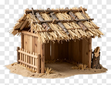Wooden Hut With Straw Roof PNG
