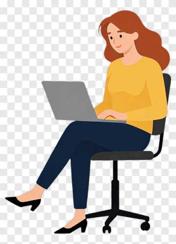 Woman Working On A Laptop PNG