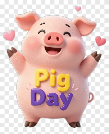 Cartoon Pig Celebrating Pig Day PNG