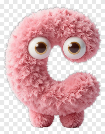 Fuzzy Pink Letter C With Big Eyes PNG