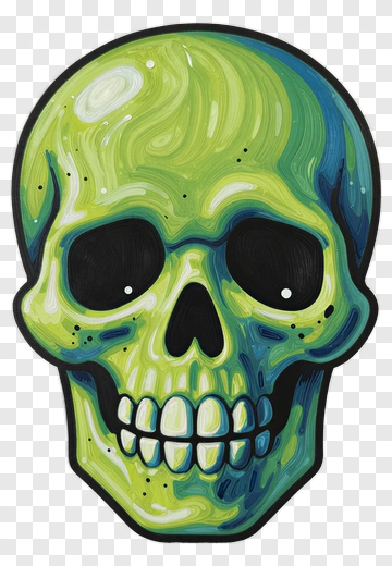 Cartoon Green Skull PNG