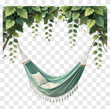 Hammock Hanging Among Green Leaves PNG