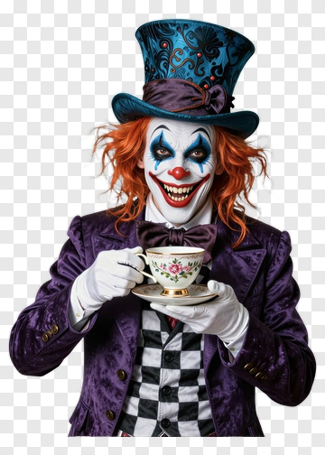 Clown Holding A Tea Cup PNG