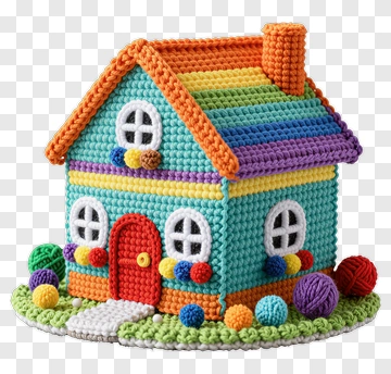 Colorful Crochet House PNG