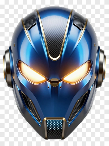 Futuristic Blue Robot Helmet PNG