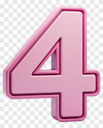Pink Number Four PNG