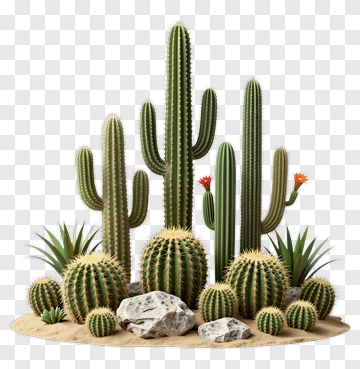 Cactus Garden With Rocks And Succulents PNG