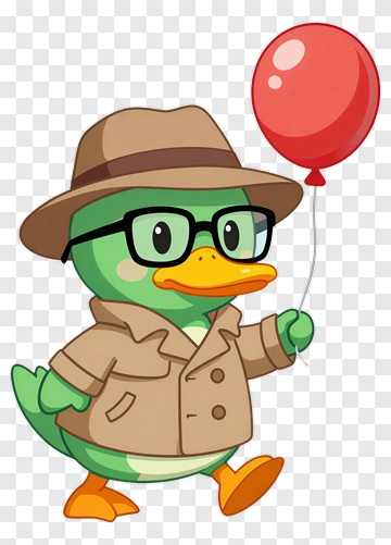 Cartoon Duck Holding A Red Balloon PNG