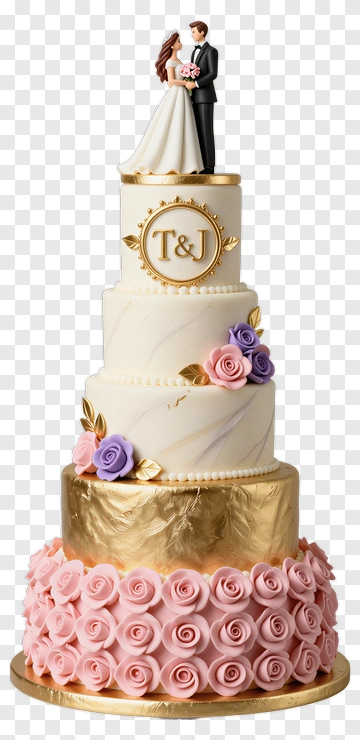 Wedding Cake With Tiers And Floral Decorations PNG
