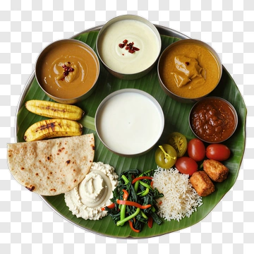 Traditional Indian Thali With Various Dishes PNG