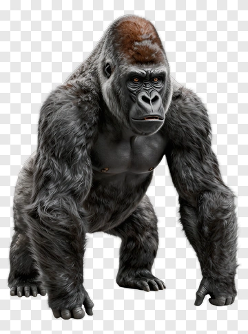 Realistic Gorilla Standing PNG