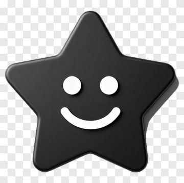 Black Star With Smile Face PNG