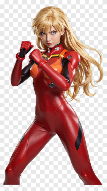 Female Character In Red Combat Suit PNG