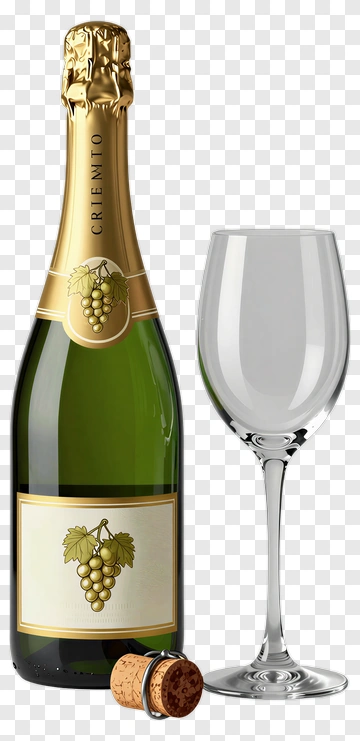 Champagne Bottle And Glass PNG