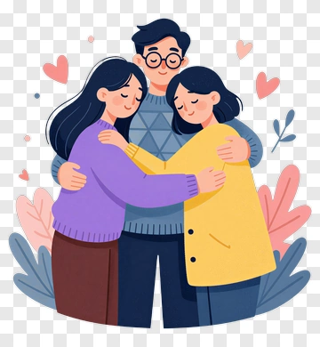Happy Family Embracing Each Other PNG