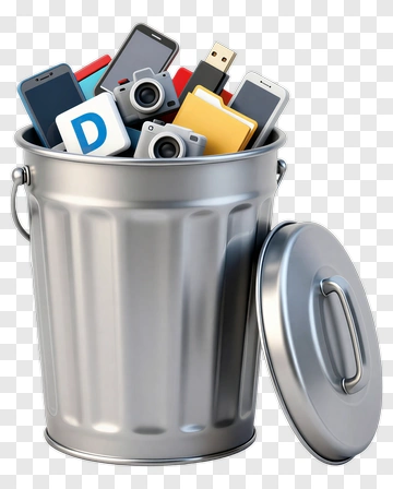 Trash Can Filled With Electronic Devices PNG