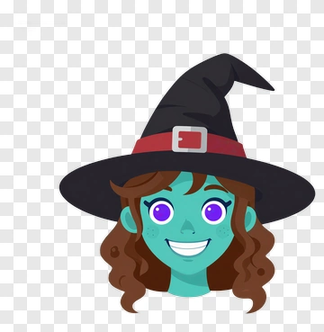 Cartoon Witch With A Black Hat PNG