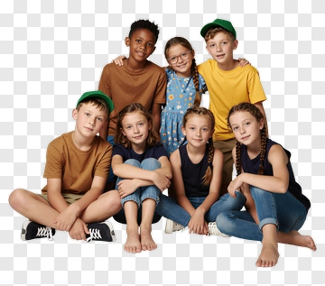 Diverse Group Of Children Posing Together PNG