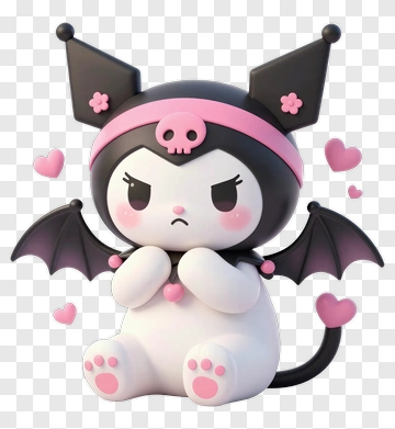 Cute Bat Character With Hearts PNG