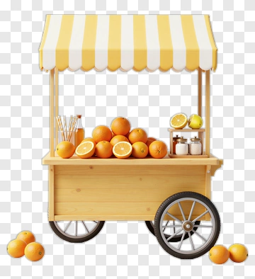 Orange Cart With Fresh Oranges PNG