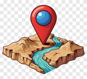 Map Location Marker With River And Mountains PNG