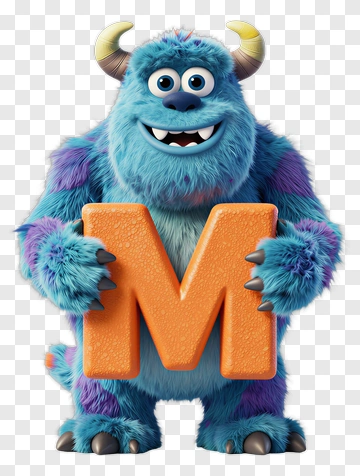 Cartoon Monster Holding An Orange Letter M PNG