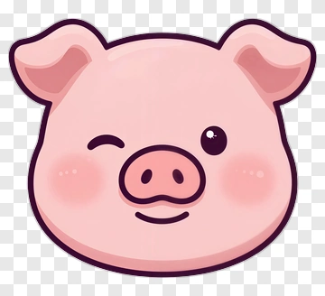 Cartoon Pig Face Winking PNG