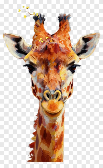 Colorful Giraffe With Flowers PNG