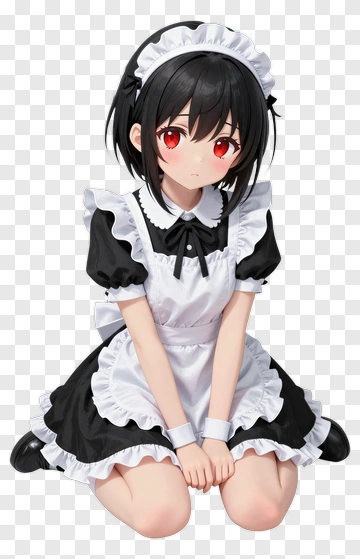 Maid Character With Black And White Outfit PNG