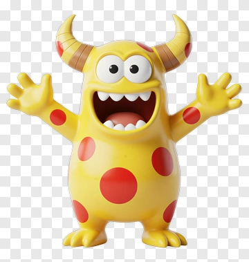 Cartoon Monster With Polka Dots PNG