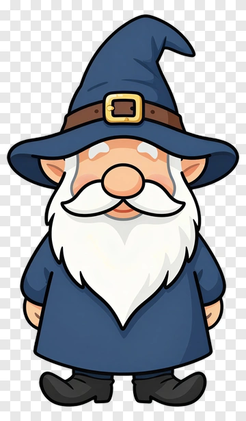 Cartoon Gnome In Blue Robe And Hat PNG