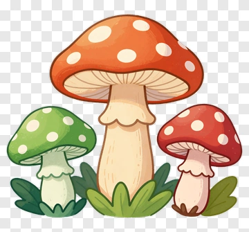 Colorful Mushroom Group PNG