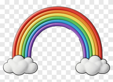 Colorful Rainbow With Clouds PNG