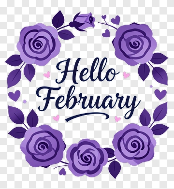 Hello February Floral Wreath PNG
