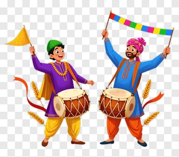 Happy Musicians Playing Drums With Colorful Flags PNG
